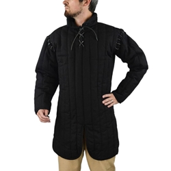 Black Medieval Gambeson with Removable Laced Sleeves – Deepeeka Padded Armor Coat