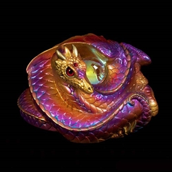 Coiled Dragon Sculpture in Violet Flame
